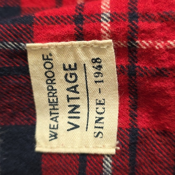 Original Weatherproof Red Blue White Cotton flannel Button Size XL - Picture 5 of 12